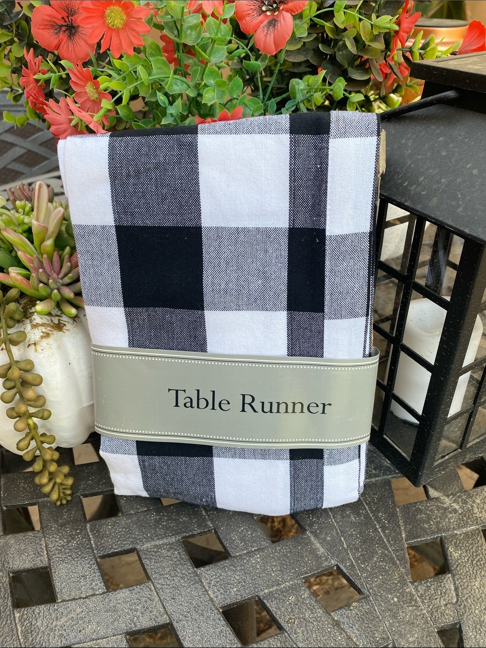 Buffalo Check Black & White Table Runner 14” X 72 “